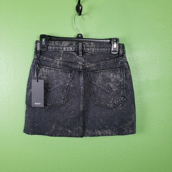 Hudson Black Mini Skirt Acid Silver Glitter Wash Size 25 - Picture 3 of 10